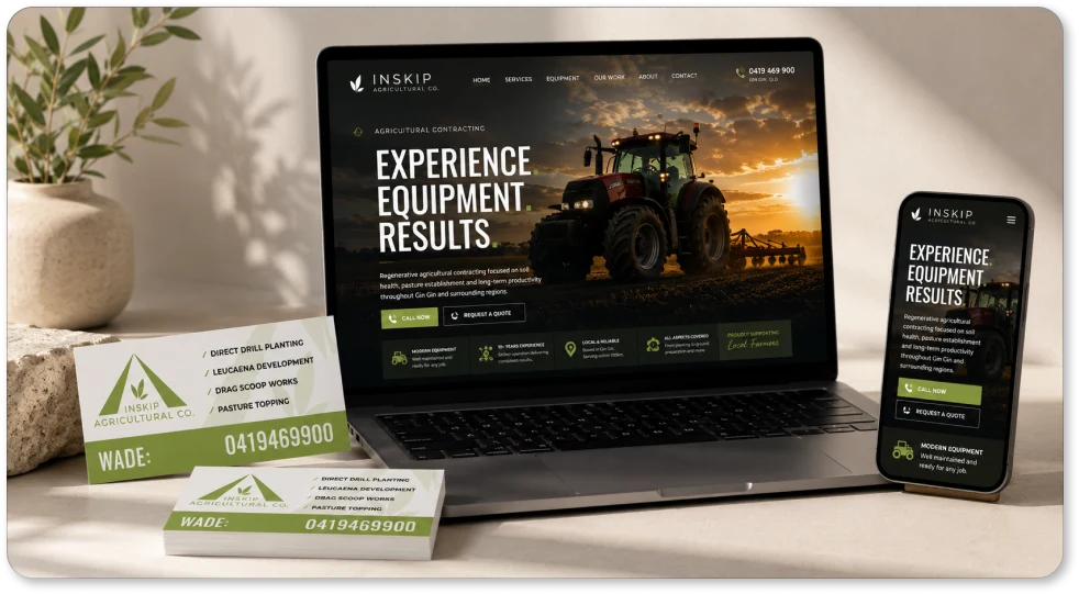Inskip Agricultural Co. brand presentation and applications.