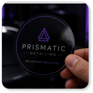 Round Prismatic Detailing brand sticker.