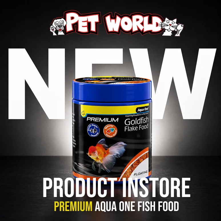 Premium Aqua One fish food new-product artwork.
